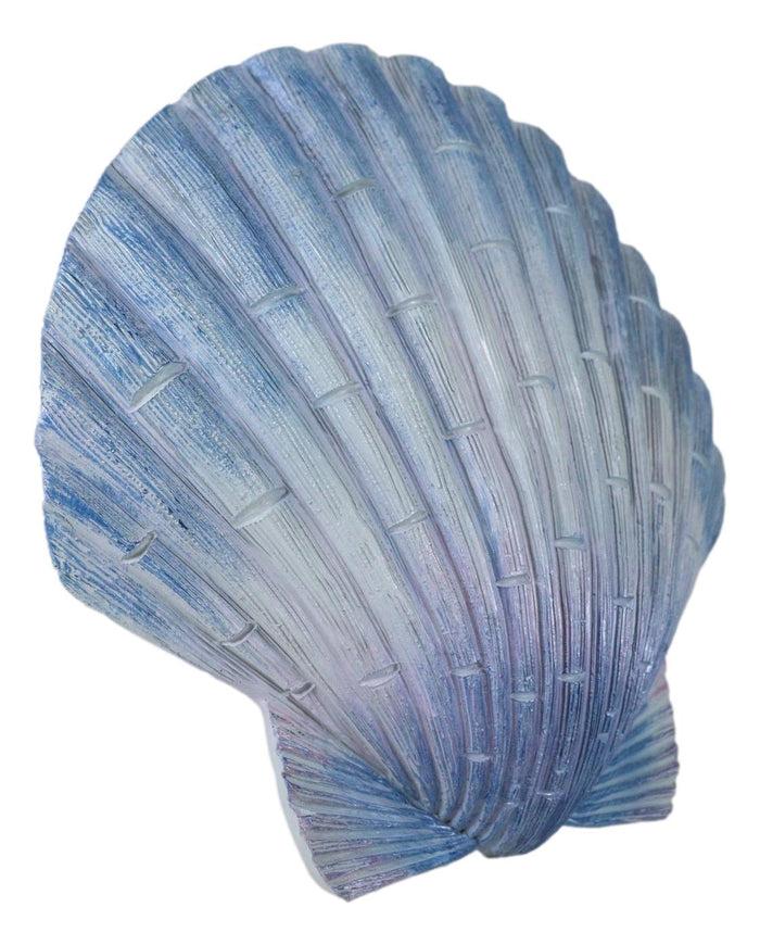 Ocean Nautical Marine Beach Aqua Blue Scallop Sea Shell Wall Plaque Decor 8.25"L