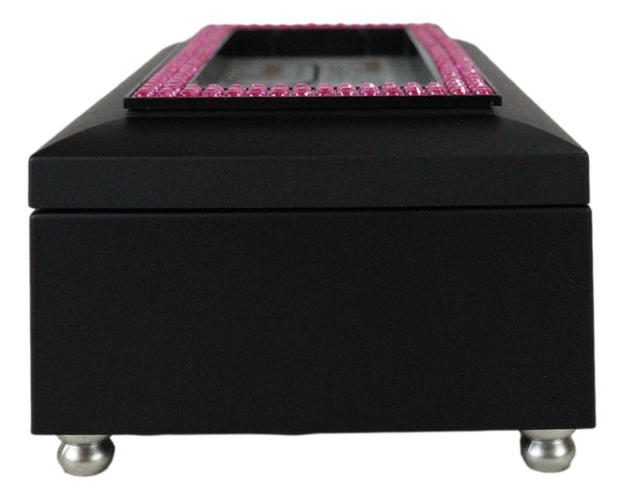 October Month Opal Birthstone Elegance And Warmth Black Musical Trinket Box