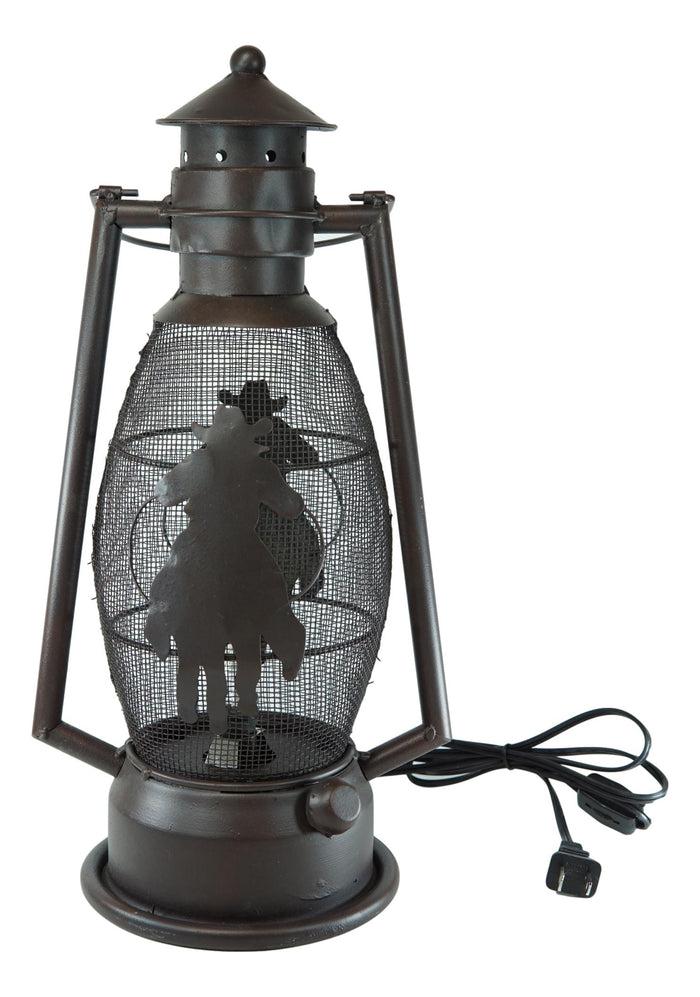 Old Fashioned Rustic Western Cowboy Electric Metal Lantern Lamp Or Shadow Caster