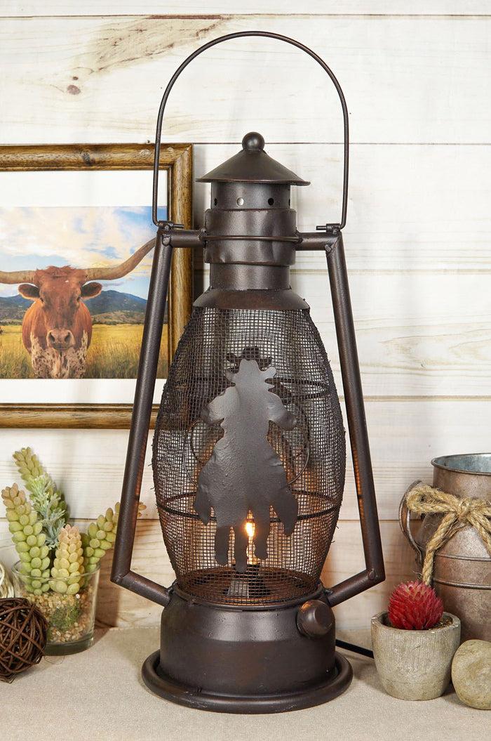 Old Fashioned Rustic Western Cowboy Electric Metal Lantern Lamp Or Shadow Caster