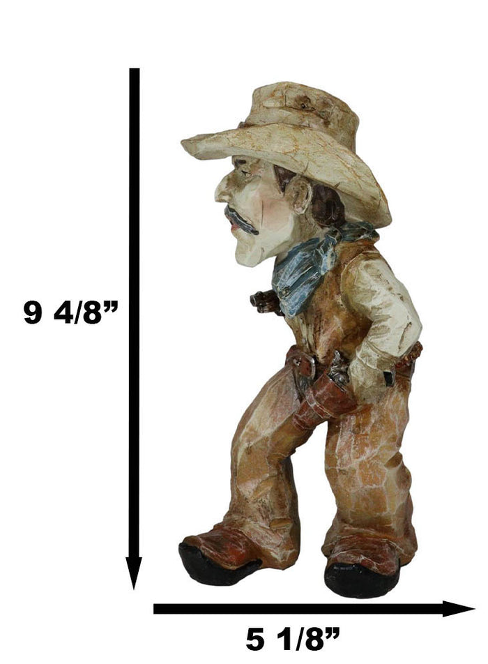 Old World Rustic Western Vintage Old Grit Cowboy With Guns Blazing Statue