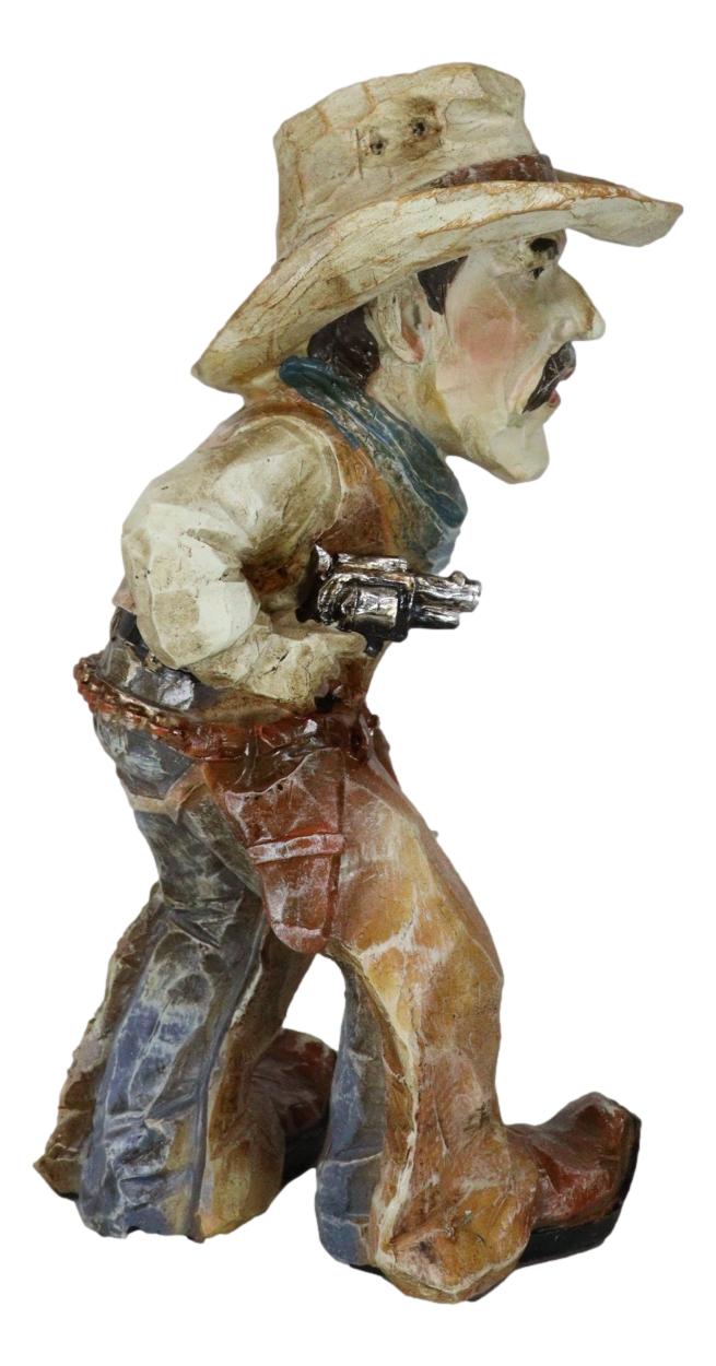 Old World Rustic Western Vintage Old Grit Cowboy With Guns Blazing Statue
