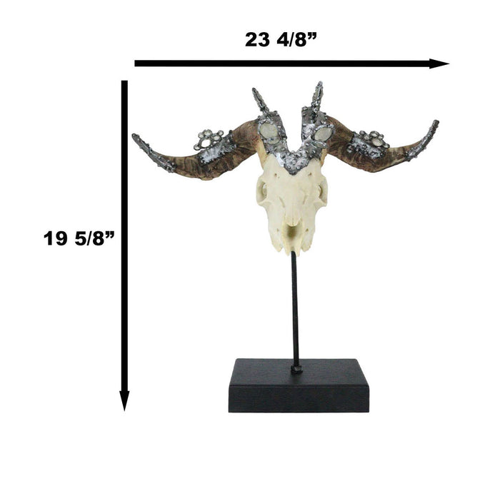 Ornate Crystal Gems Valais Blackneck Billy Goat Skull Desktop Or Wall Plaque