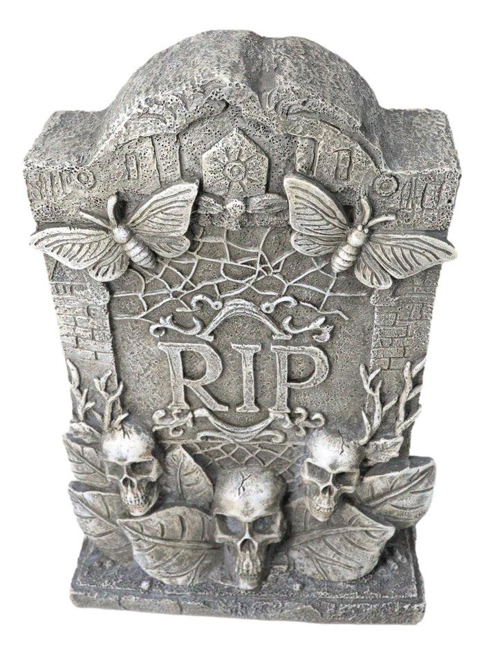 Ossuary Gothic Skulls Death Moths Graveyard Mortuary RIP Tombstone Figurine