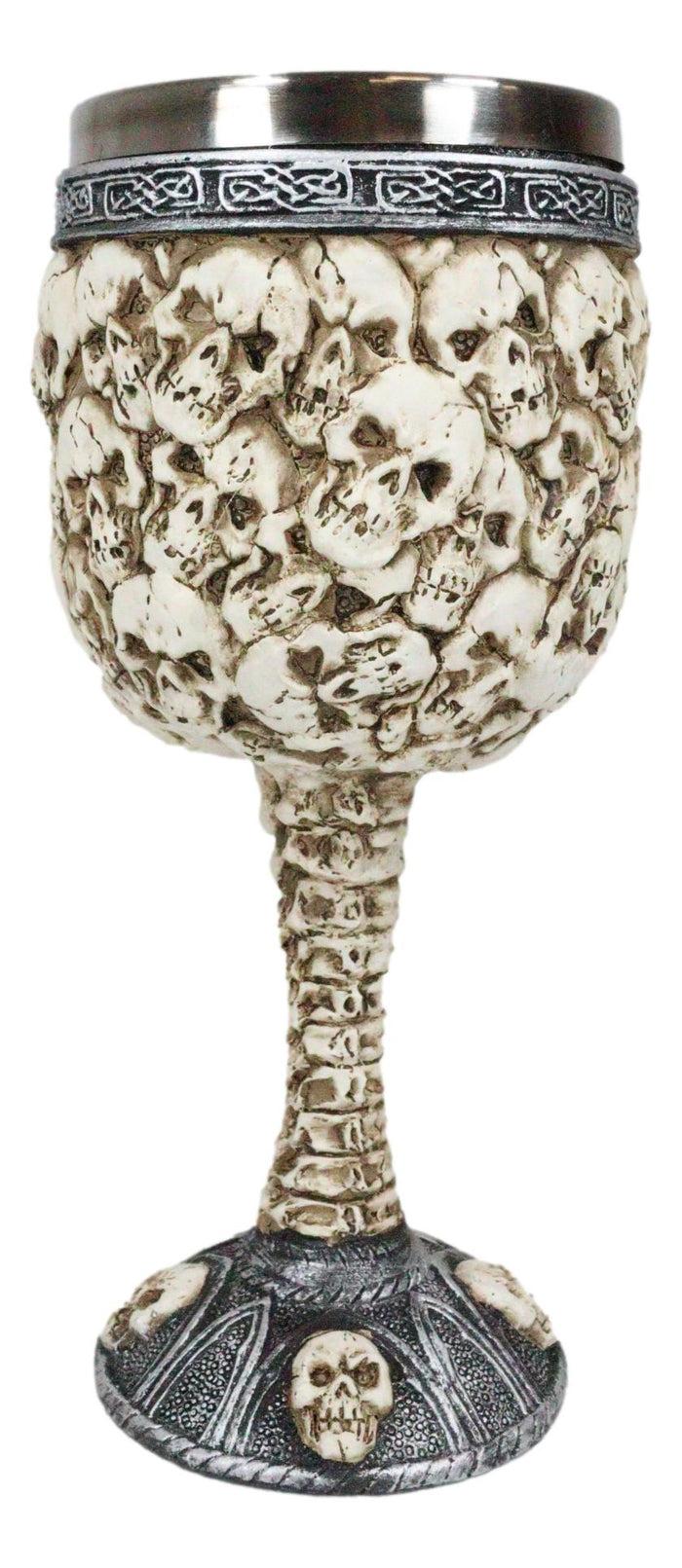 Ossuary Skull Heaps Death Piled Skeletons Ghost 5oz Wine Drink Goblet Chalice