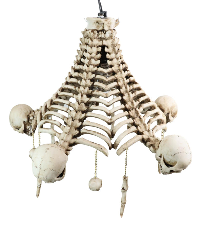 Ossuary Skulls Bones And Spines Pentagonal Ceiling Chandelier Light Lamp 20"H