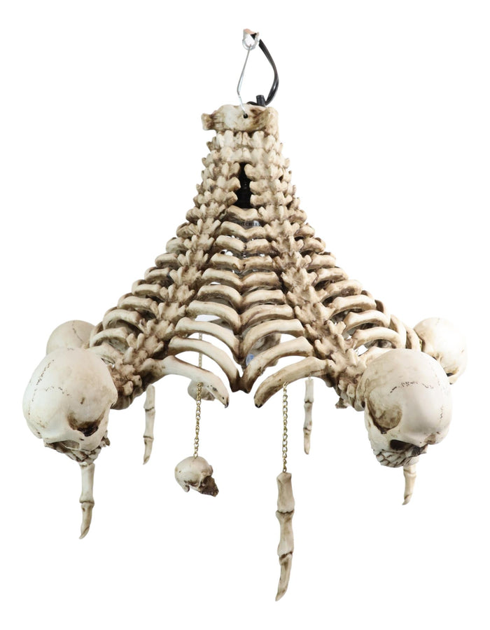 Ossuary Skulls Bones And Spines Pentagonal Ceiling Chandelier Light Lamp 20"H