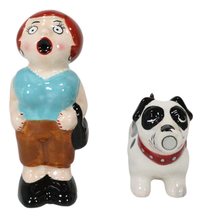 Ouch Lady And The Tramp Dog Kissing Magnetic Ceramic Salt Pepper Shakers Set