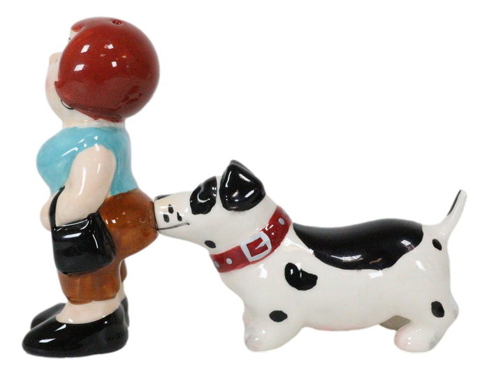 Ouch Lady And The Tramp Dog Kissing Magnetic Ceramic Salt Pepper Shakers Set