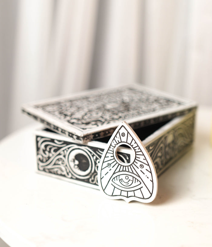 Ouija Spirit Board Scrying Trance Skull Decorative Jewelry Box With Planchette