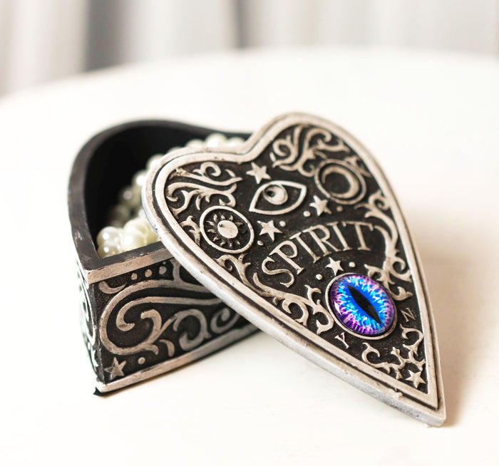 Ouija Spirit Board With Glass Evil Eye Heart Decorative Jewelry Box Figurine