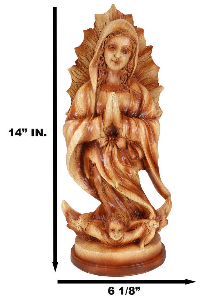 Our Lady Of Guadalupe Virgin Mother Mary Catholic Decor Faux Wood Resin Figurine