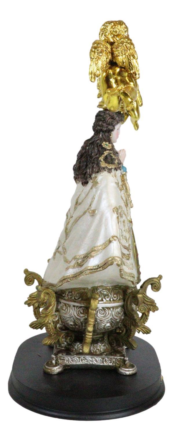Our Lady Of San Juan De Los Lagos Golden Crown And Angels Regal White Figurine