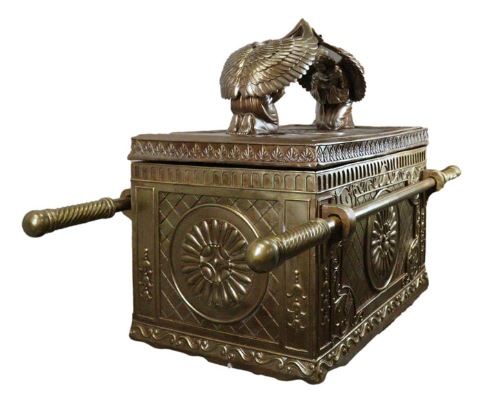 Oversized 1:2 Matte Gold Judaic Ark Of Covenant Model W/ Contents Sculpture Box