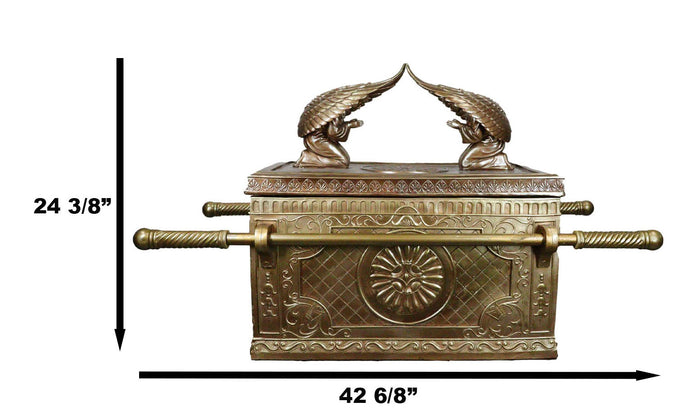 Oversized 1:2 Matte Gold Judaic Ark Of Covenant Model W/ Contents Sculpture Box