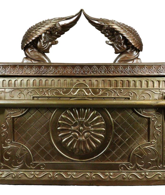Oversized 1:2 Matte Gold Judaic Ark Of Covenant Model W/ Contents Sculpture Box