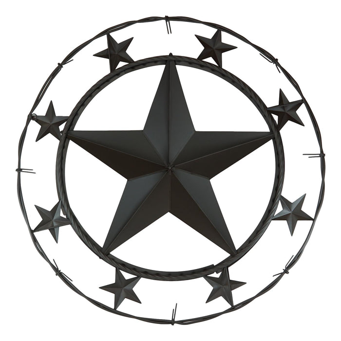 Oversized 24"D Vintage Rustic Western Stars Metal Circle Wall Decor Sign Plaque