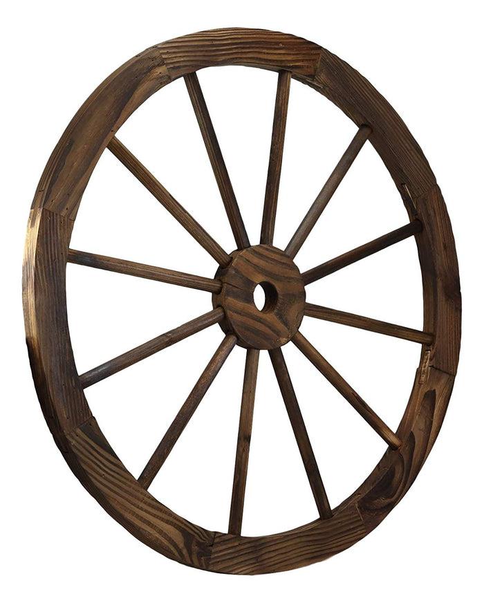 Oversized 24" Vintage Rustic Round Wood Cartwheel Wagon Wheel 3D Wall Art Decor