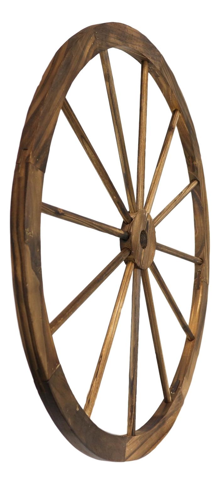 Oversized 31" Vintage Rustic Round Wood Cartwheel Wagon Wheel Wall Decor Plaque