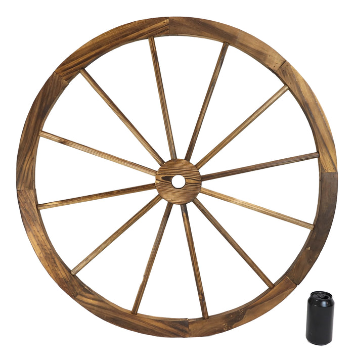 Oversized 31" Vintage Rustic Round Wood Cartwheel Wagon Wheel Wall Decor Plaque