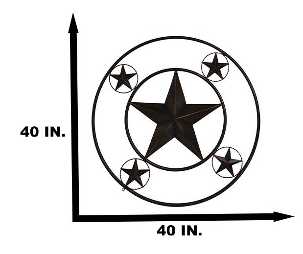 Oversized 40"D Vintage Rustic Western Lone Star Metal Circle Wall Decor Plaque