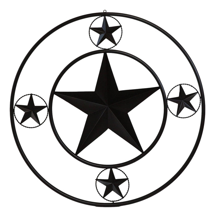 Oversized 40"D Vintage Rustic Western Lone Star Metal Circle Wall Decor Plaque
