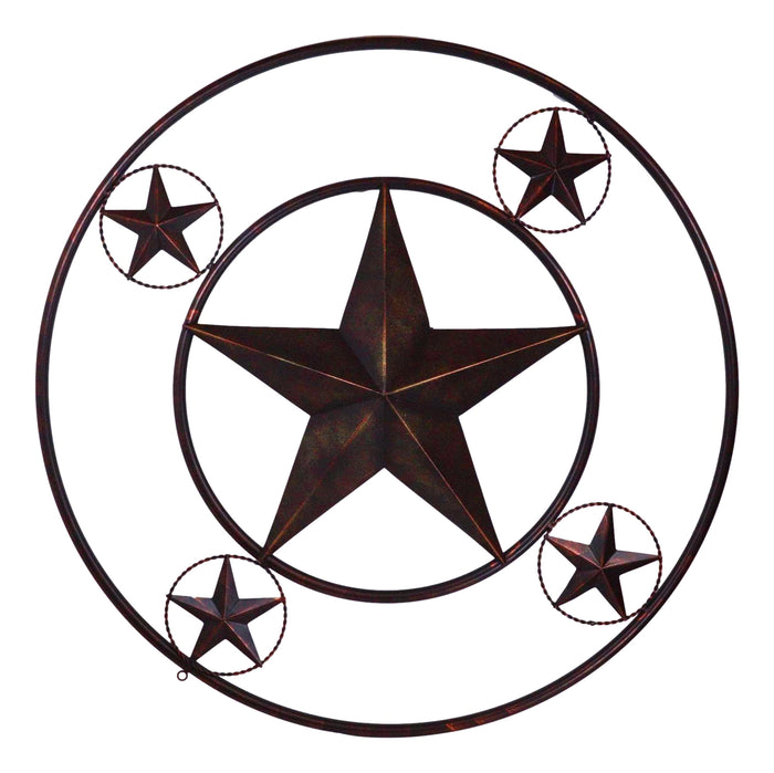 Oversized 40"D Vintage Rustic Western Lone Star Metal Circle Wall Decor Plaque