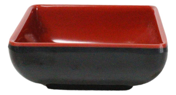 Pack Of 10 Red And Black Melamine Dipping Sauce Or Condiment Square Dishes 3"L