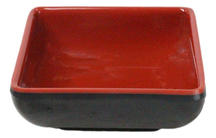 Pack Of 10 Red And Black Melamine Dipping Sauce Or Condiment Square Dishes 3"L