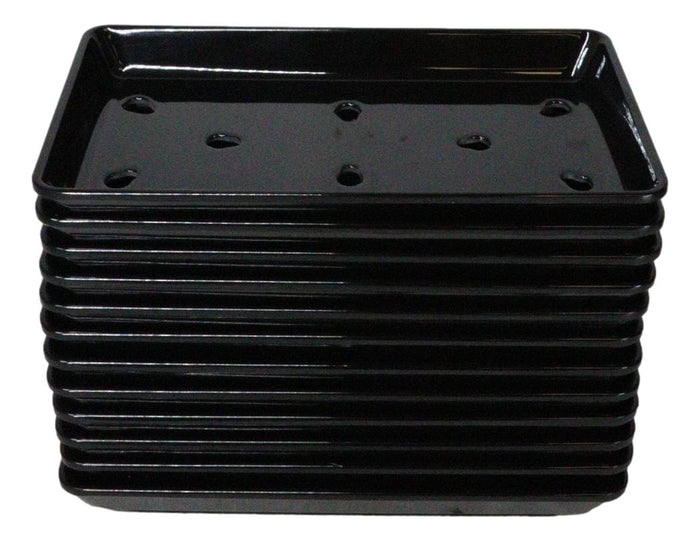Pack Of 12 Black Neta Zara Sushi Case Sashimi Plates With Drip Holes 8.5" By 5"