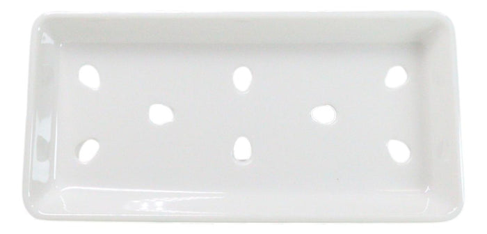 Pack Of 12 White Neta Zara Sushi Case Sashimi Plates With Drip Holes 8" By 3.75"