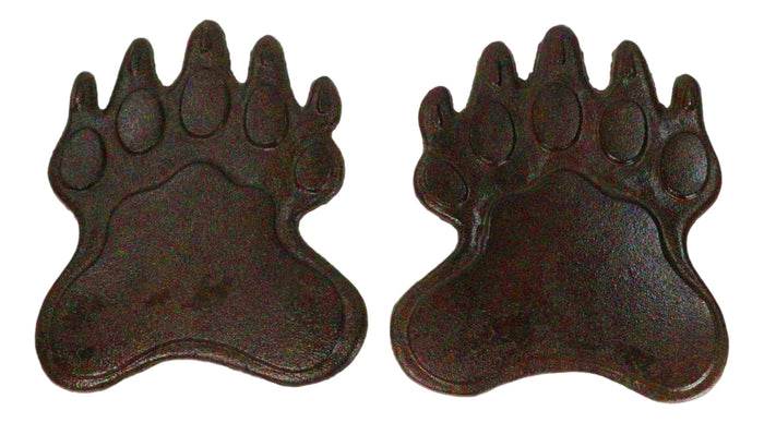 Pack of 2 Cast Iron Grizzly Bear Left and Right Paws Garden Stepping Stones Pack of 2 Cast Iron Grizzly Bear Left and Right Paws Garden Stepping Stones