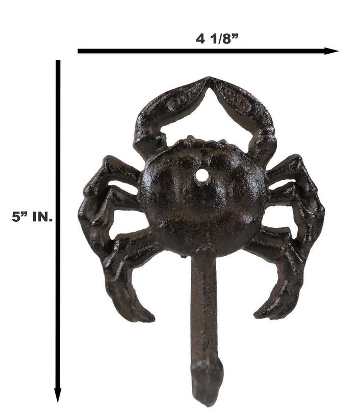 Pack Of 2 Cast Iron Rustic Nautical Coastal Sea Shellfish Crab Wall Coat Hooks