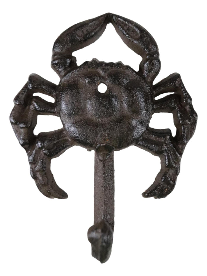 Pack Of 2 Cast Iron Rustic Nautical Coastal Sea Shellfish Crab Wall Coat Hooks