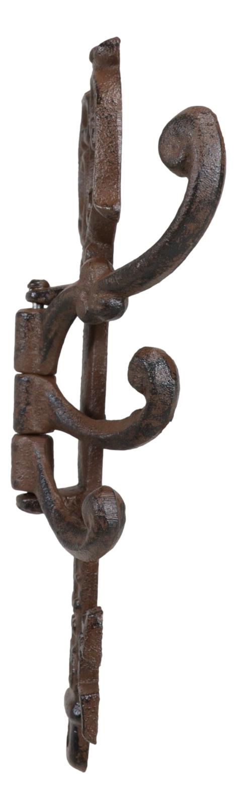 Pack Of 2 Cast Iron Rustic Victorian Ornate Key Shaped Swivel Triple Wall Hook