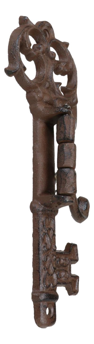 Pack Of 2 Cast Iron Rustic Victorian Ornate Key Shaped Swivel Triple Wall Hook