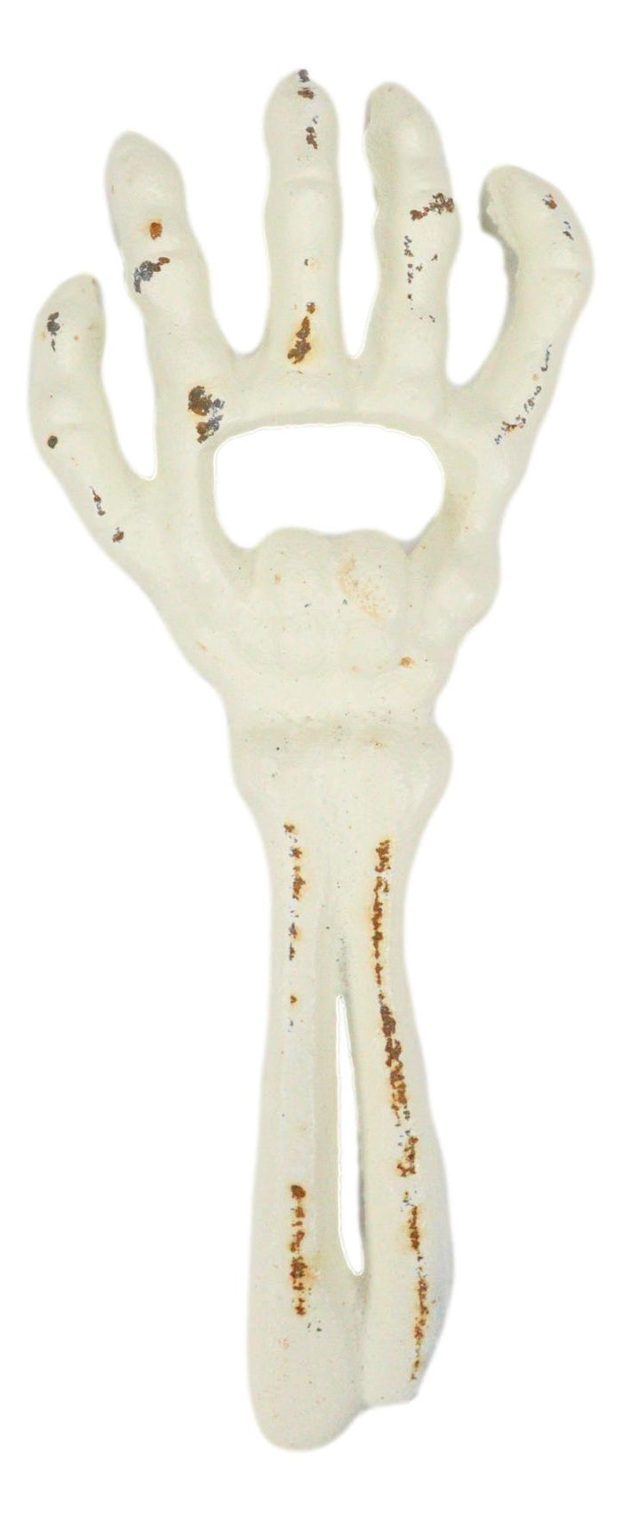Pack Of 2 Cast Iron Rustic White Bone Skeleton Arm Hand Beer Bottle Cap Opener
