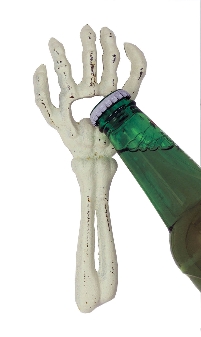 Pack Of 2 Cast Iron Rustic White Bone Skeleton Arm Hand Beer Bottle Cap Opener