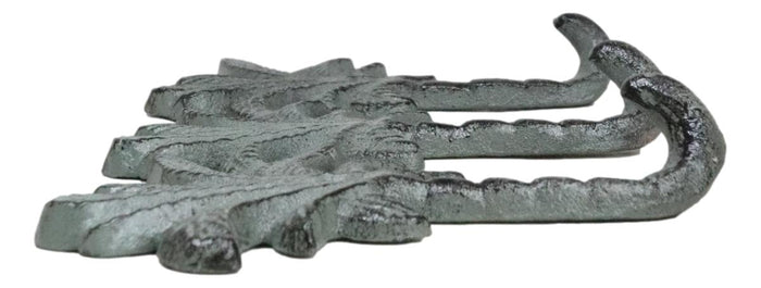 Pack Of 2 Cast Iron Verdigris Beach Coconut Palm Trees Triple Wall Key Hooks
