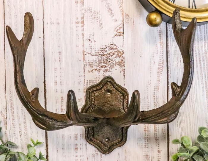 Pack Of 2 Cast Iron Western Rustic Stag Deer Crown Antlers Wall Coat Keys Hooks