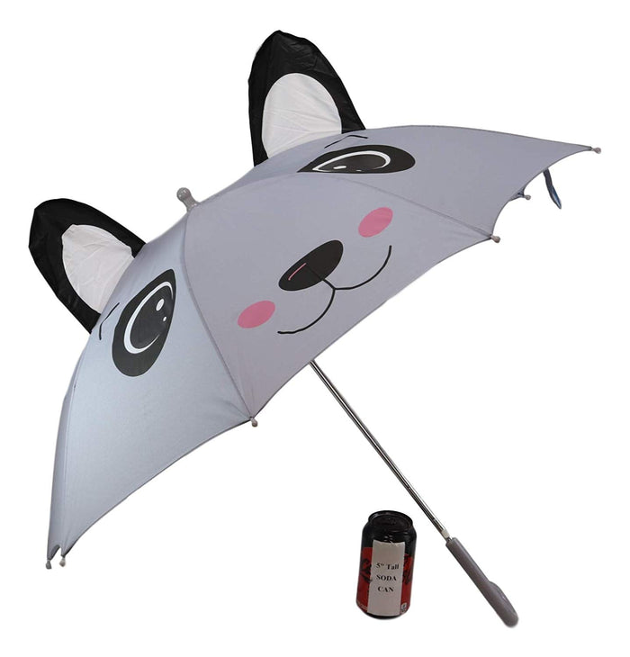 Pack Of 2 Children Kids Animated 3D Pop Up Grey Panda Bear Umbrella 33"Diameter