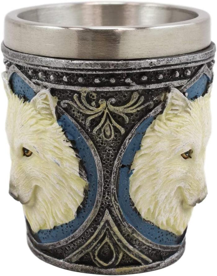 Pack Of 2 Full Moon Mythical Spirit Alpha Grey And White Wolf 2-Oz Shot Glasses