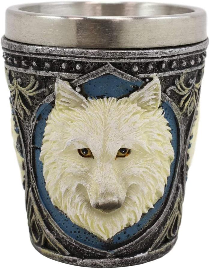 Pack Of 2 Full Moon Mythical Spirit Alpha Grey And White Wolf 2-Oz Shot Glasses