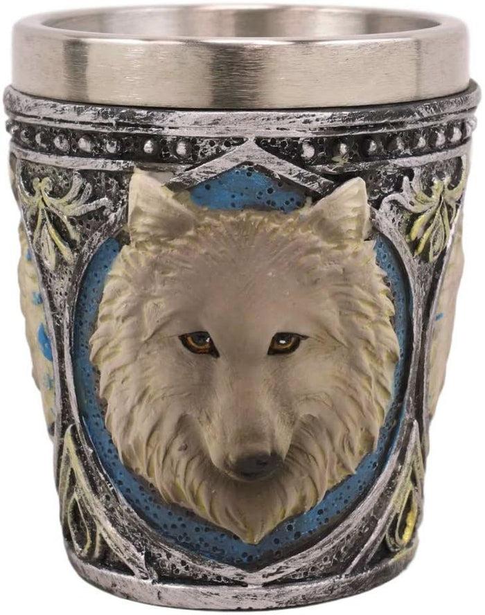 Pack Of 2 Full Moon Mythical Spirit Alpha Grey And White Wolf 2-Oz Shot Glasses