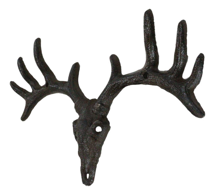 Pack Of 2 Hunters Rack Deer Elk Skull Antlers Wall Mounted Coat Hooks Plaque