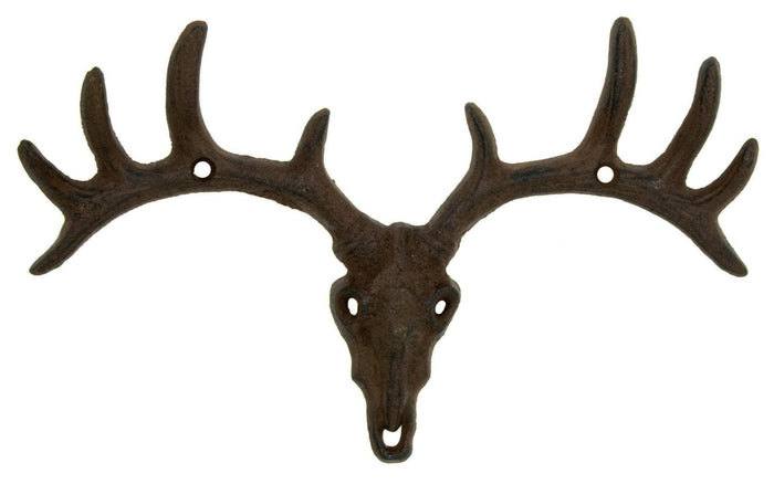 Pack Of 2 Hunters Rack Deer Elk Skull Antlers Wall Mounted Coat Hooks Plaque