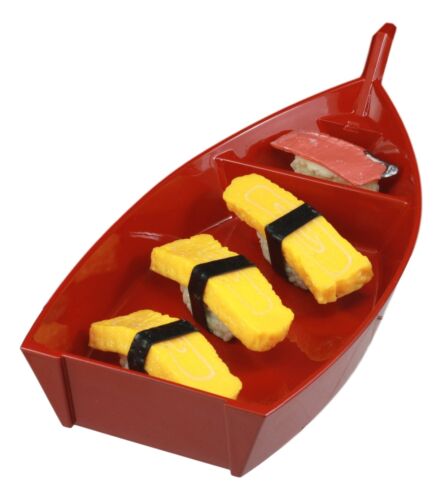 Pack Of 2 Japanese Red Sushi Boat Serving Plate Plastic Lacquer Restaurant Grade