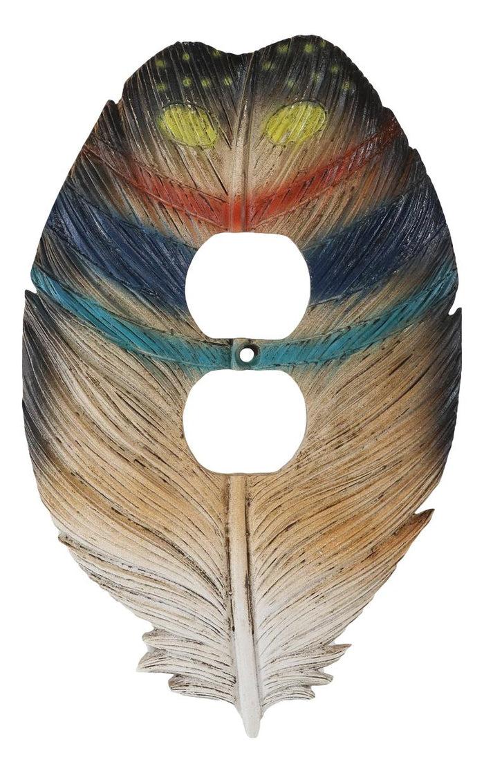 Pack Of 2 Native Indian Dreamcatcher Feathers Double Receptacle Outlet Plates