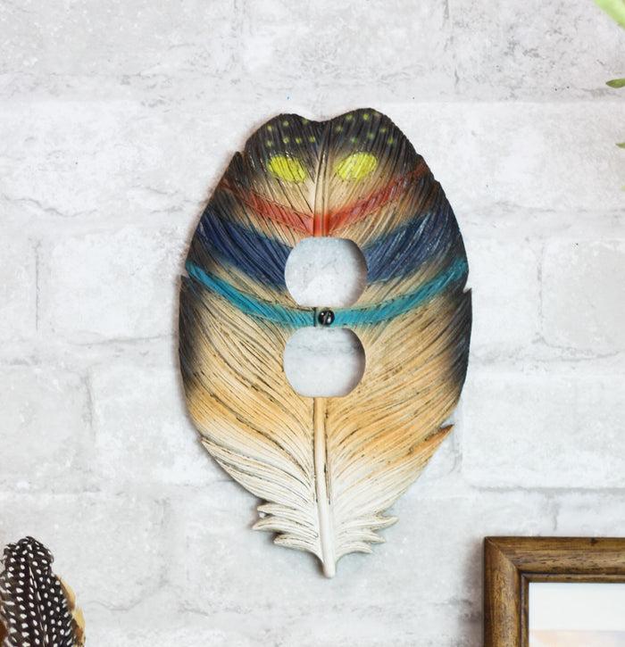 Pack of 2 Native Indian Dreamcatcher Feathers Double Receptacle Outlet Plates