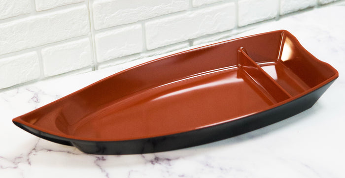 Pack Of 2 Plastic Lacquer Red Omakase Sushi Boat Serving Plate Platter 15"Long